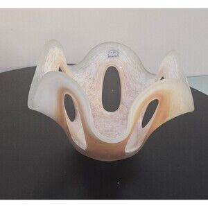 Vintage K&K International Polish Art Glass Splash Bowl 9” Handkerchief Vase